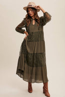 Tiered Lace Maxi Boho Dress