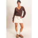Wrap V Neck Sweater- Dark Brown