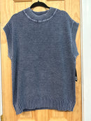 Cap Sleeve Round Neck Mineral Wash Sweater