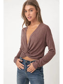 Twist Front Long Sleeve Top