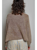 Vintage Washed Waffle Knit Oversized Long Sleeve Top