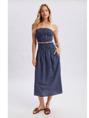 Plaid Tupe Top and Skirt Set- Navy/White
