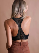 Black Seamless Front- Lace Racerback Bralette