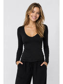 V-Neck Dbl Layered L/S Top