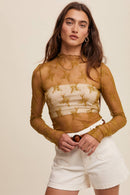 Sheer Lace Long-Sleeve Top
