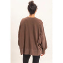Pigment Dye Oversized Raw Edge Sweatshirt- Dark Brown