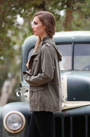 Vintage Light Wash Jacket- Military Green