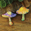 Morning Moon Mushroom Wood Earrings