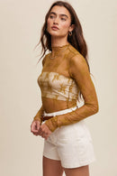 Sheer Lace Long-Sleeve Top
