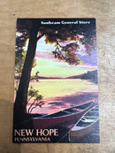 New Hope, PA - Painterly - Canoe & Lake at Sunset - Sunbeam General Store Magnet