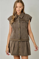 Washed Braided Denim Vest