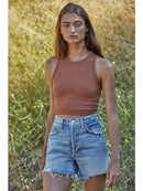 Seamless Waffle Texture Crop Tank Top