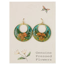 Blue Moods Gold Circle Orange Dried Flower Earrings