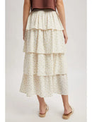 Ditsy Floral Ruffle Tiered Midi Skirt
