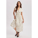 Polka Dot Zip Midi Dress- Cream