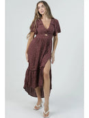 Deep V Twist Front Cut Out Maxi Dress with Slit