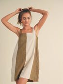 Color Block Linen Mini Dress