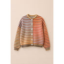 Multi Color Button Up Cardigan- Mocha Mix