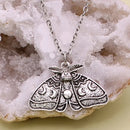 Lunar Phases Silver Luna Moth Necklace