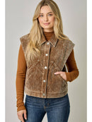 Oversized Washed Corduroy Vest - Washed Cocoa