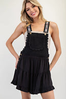 Lace Trim Tiered Sleeveless Romper