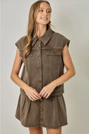 Washed Braided Denim Vest