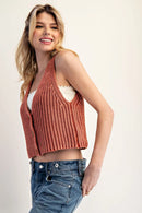 Button Down Sleeveless Sweater Top
