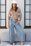 Mineral Washed Pleated Denim Pants