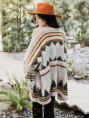 Boho Faux Fur Ruana Wrap with Cozy Pockets - Tribal Cardigan