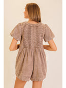 Desert Muse Pin Tuck Utility Romper - Brown