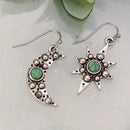 Southwest Nights Silver Turquoise Moon Star Earrings