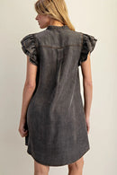 Snow Washed Button Down Mini Dress