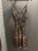 Short Black Boho Dress w/ mirror beads