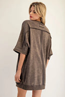 Mineral Washed Half Sleeve Sweatshirt Dress