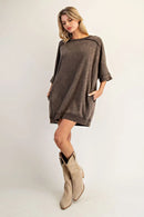 Mineral Washed Half Sleeve Sweatshirt Dress
