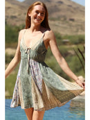 Spag Strap VNeck With Front Tie Dress