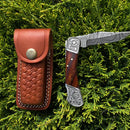 Pocket Knife Walnut Wood 6.5'' Damascus Steel Knife Steel Bo