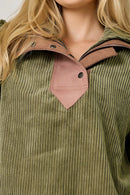 Corduroy Double Collared Pullover Jacket