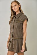 Washed Braided Denim Vest