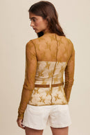 Sheer Lace Long-Sleeve Top