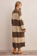 Striped Long Knit Cardigan