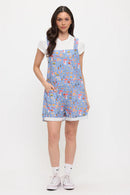 Enchanted Forest Mushroom Print Short Overalls