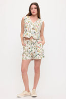 Floral Garden Print Neck Vest