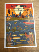 New Hope, Pennsylvania - Geometric - Lake & River - Sunbeam General Store Post Card