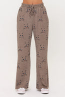 CAT WHISKERS PRINT FLARE PANTS