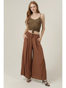 Wide Leg Pants with Elastic Drawstring Waistband