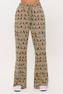 COLORFUL CHIRPY BIRDS PRINT FLARE PANTS