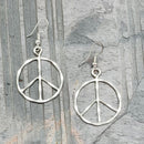 Peace Sign Silver Plated Earrings