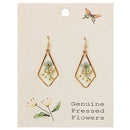 Blue Dried Flower Gold Diamond Earrings