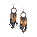 Sachi Beaded Safari Earrings – Open Circle with Bead Fringe